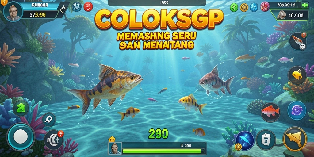 Gameplay seru COLOKSGP dengan berbagai lokasi memancing.