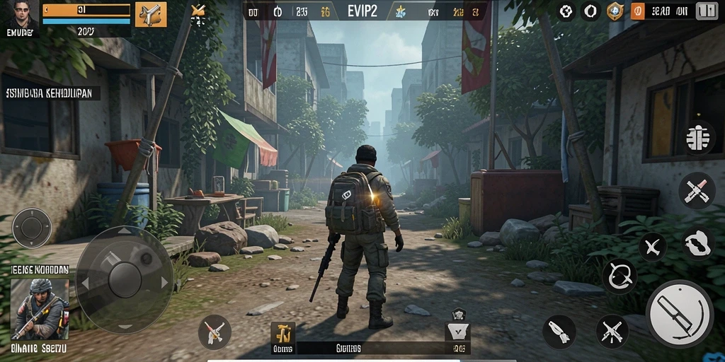 Tampilan gameplay menarik dari EVIP2 yang menunjukkan kehidupan virtual yang dinamis.