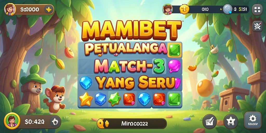Tampilan gameplay seru MAMIBET dengan berbagai tantangan Match-3.