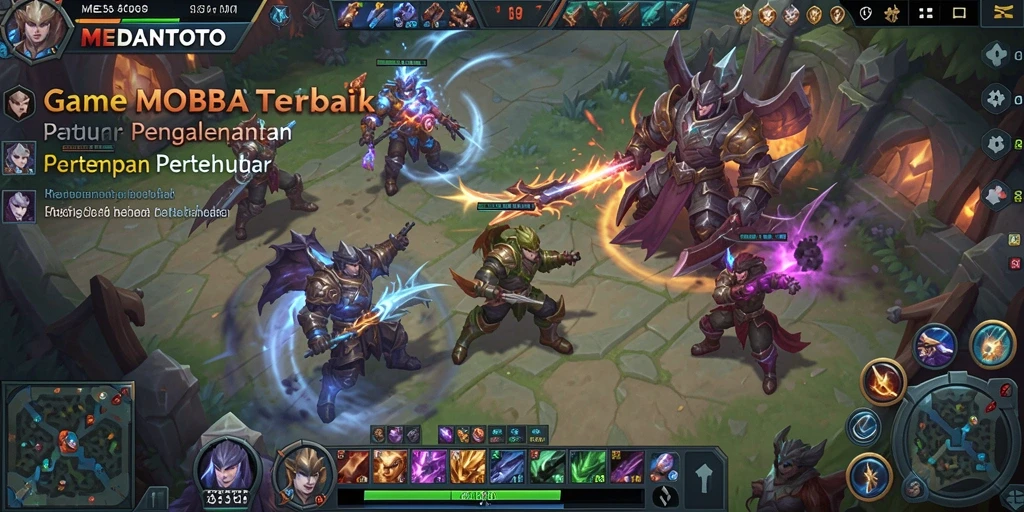 Tampilan gameplay MOBA yang seru dan menegangkan.