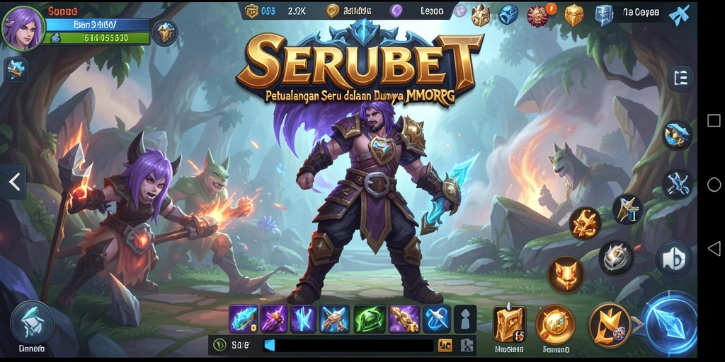 Screenshot gameplay SERUBET yang menunjukkan pertarungan epik dalam MMORPG.
