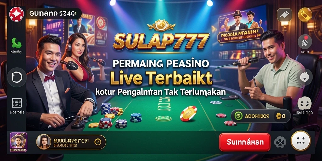 Tampilan gameplay SULAP777 dengan dealer langsung di Live Casino.
