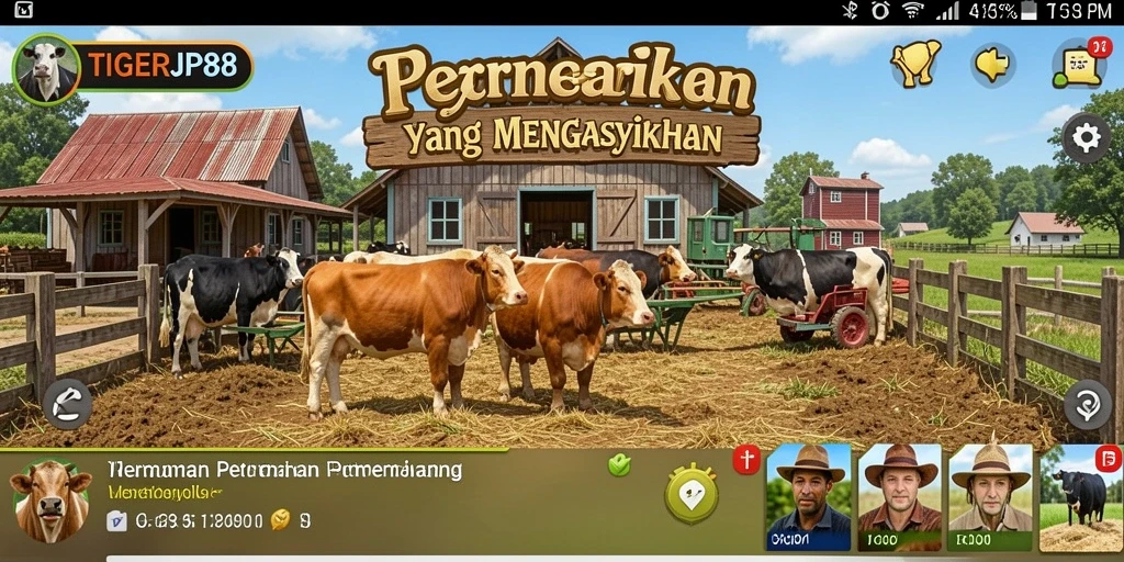 Tampilan gameplay menarik dalam TIGERJP88, dengan grafis bertani yang ceria.